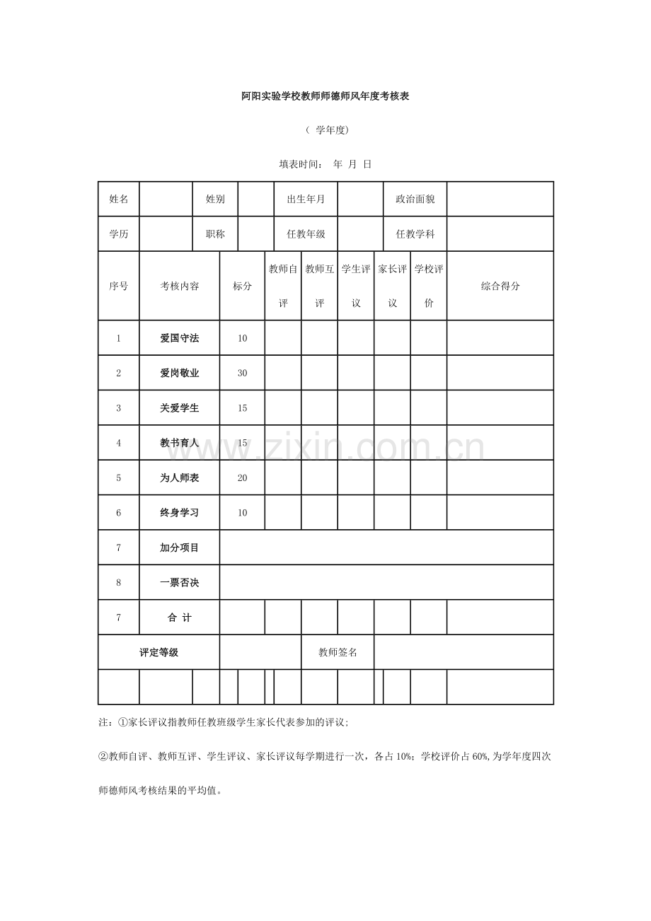 教师师德师风年度考核表.doc_第1页