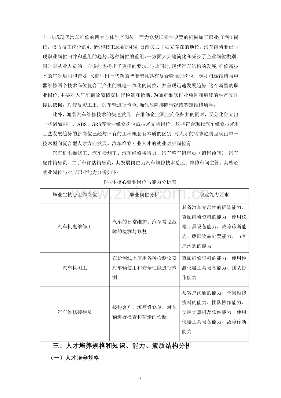 汽车检测与维修专业人才培养方案(第五稿).doc_第3页