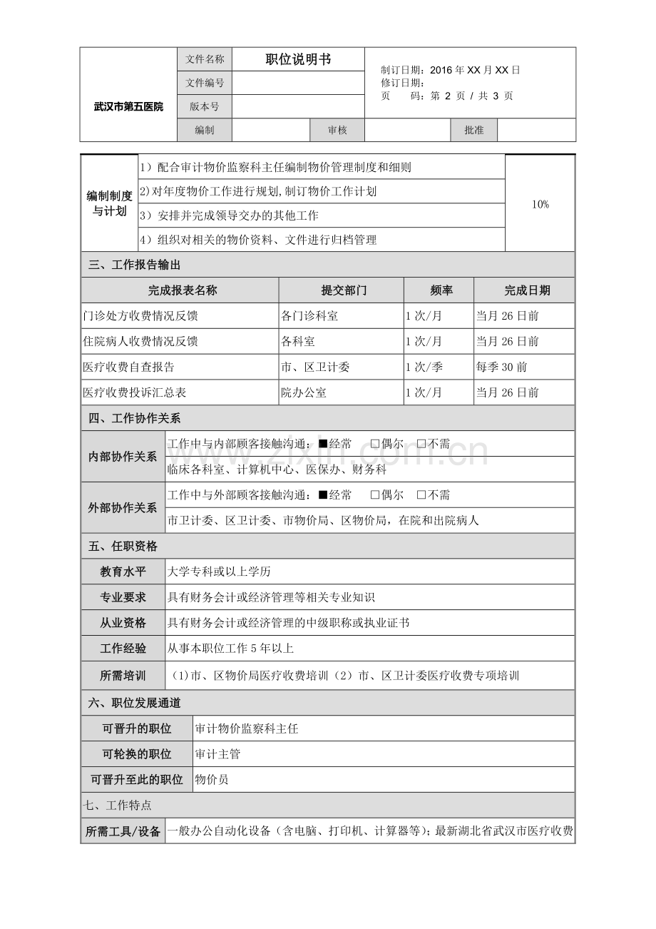 物价主管职位说明书..docx_第2页