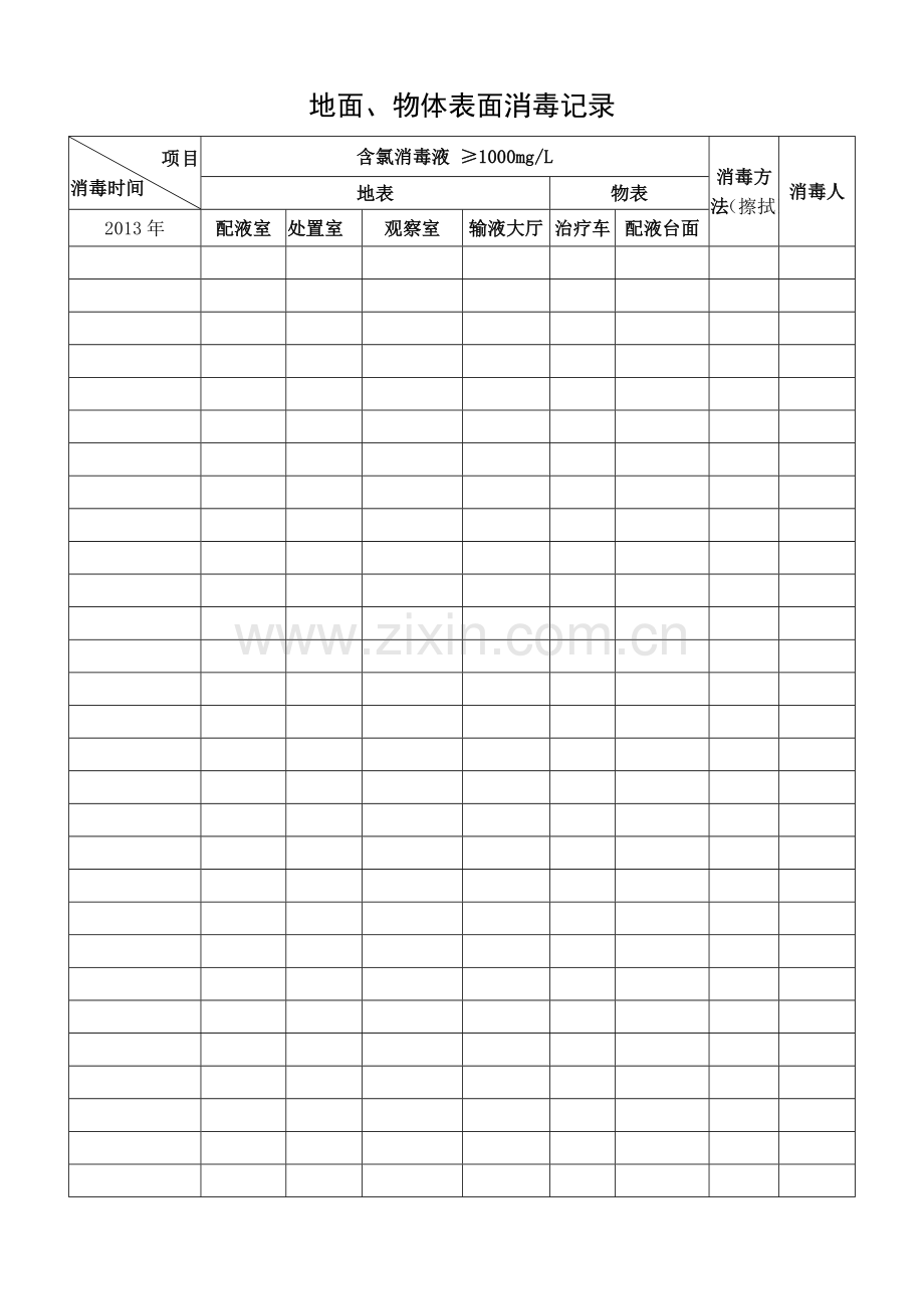 地面、物表表面消毒登记.doc_第1页