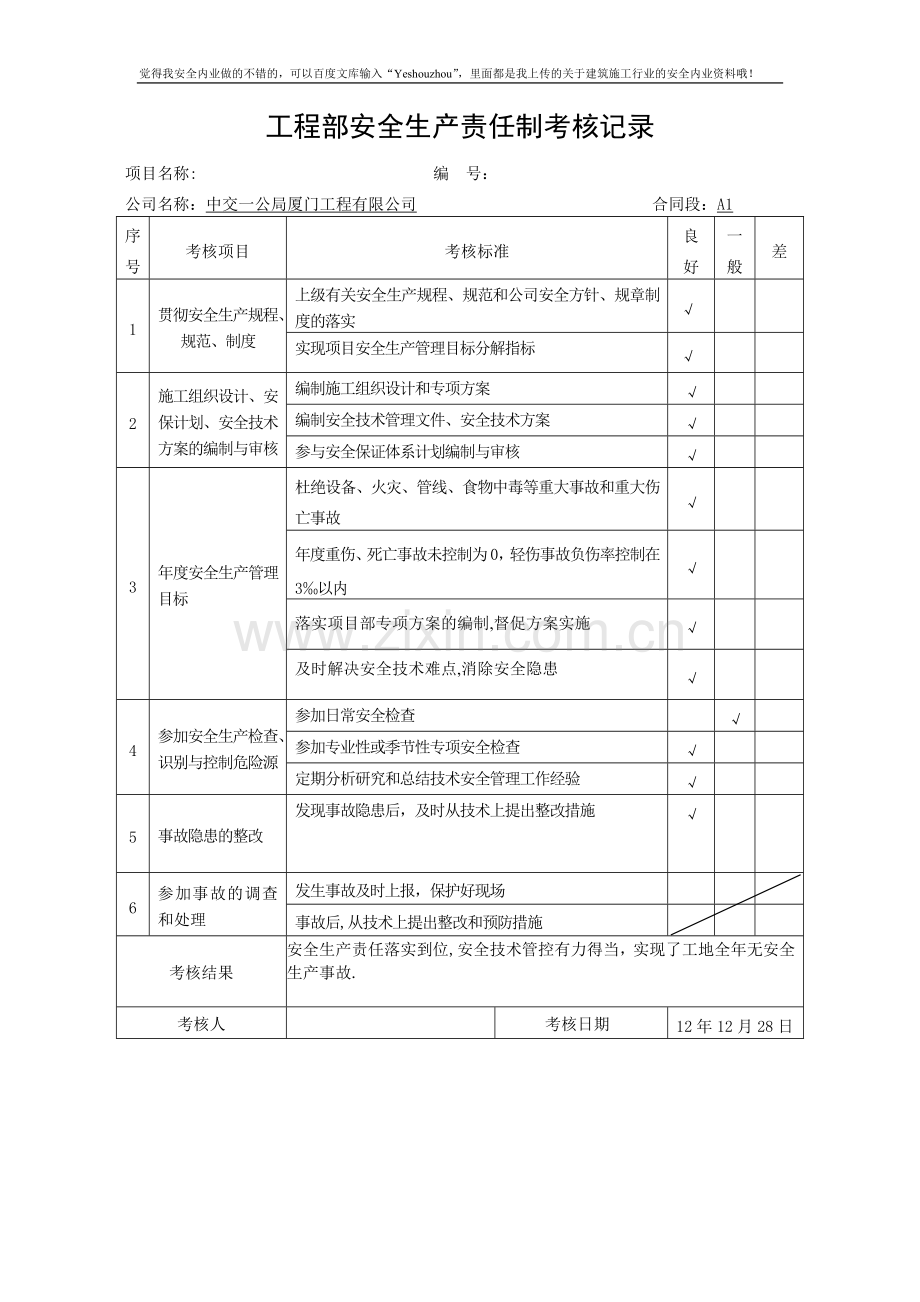 安全生产责任制考核表(全).doc_第1页