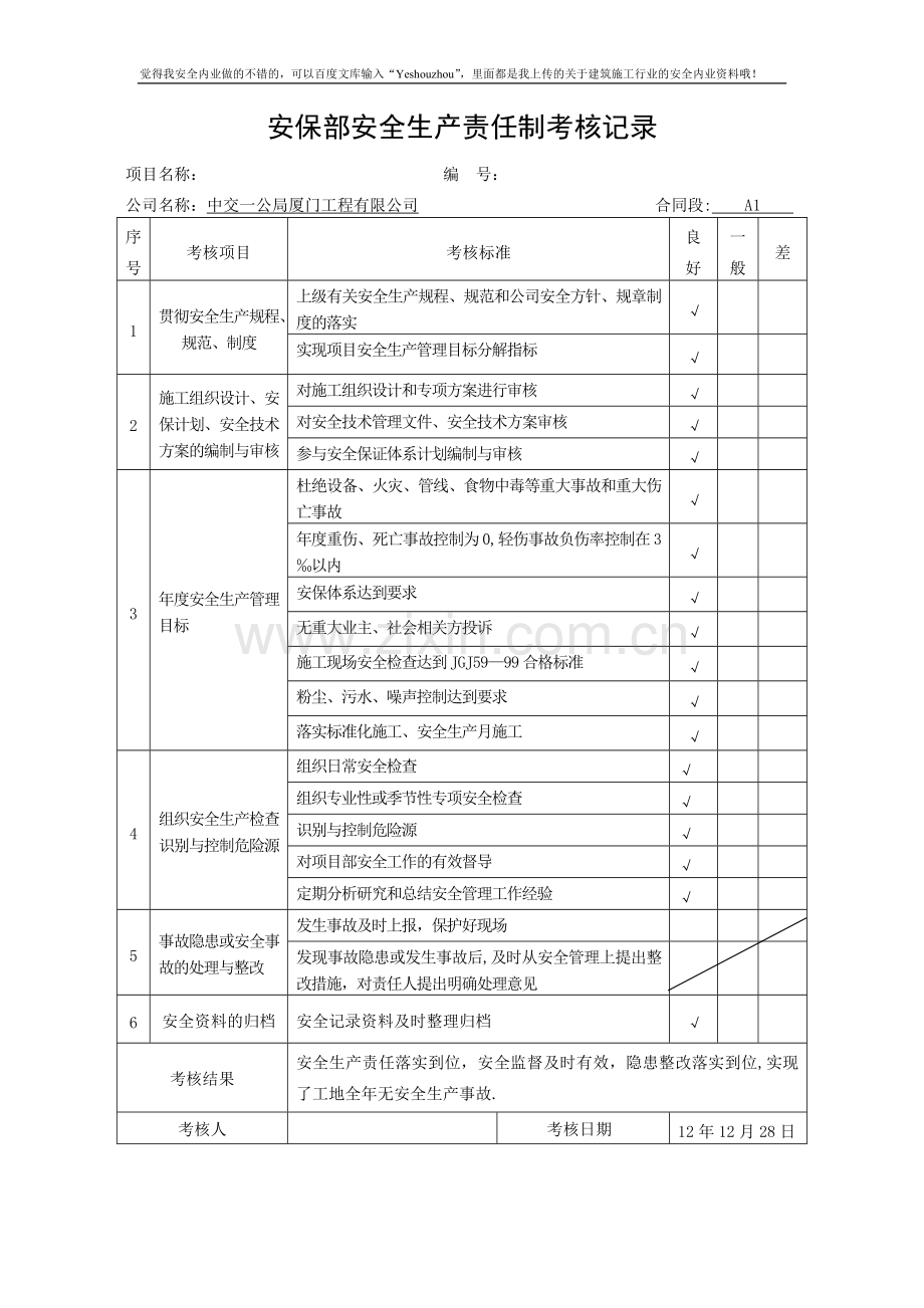 安全生产责任制考核表(全).doc_第2页