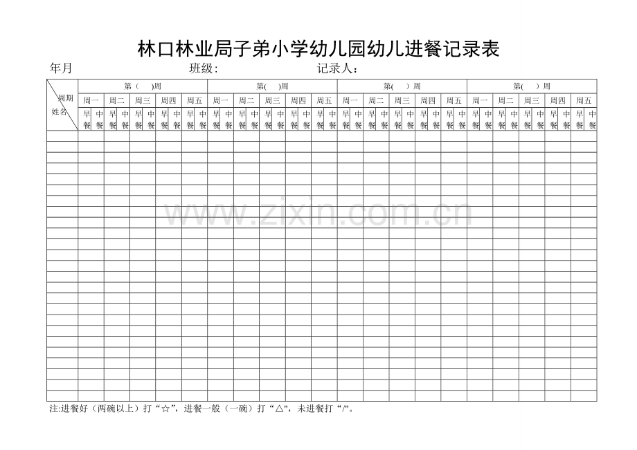 幼儿园进餐情况记录表.doc_第1页