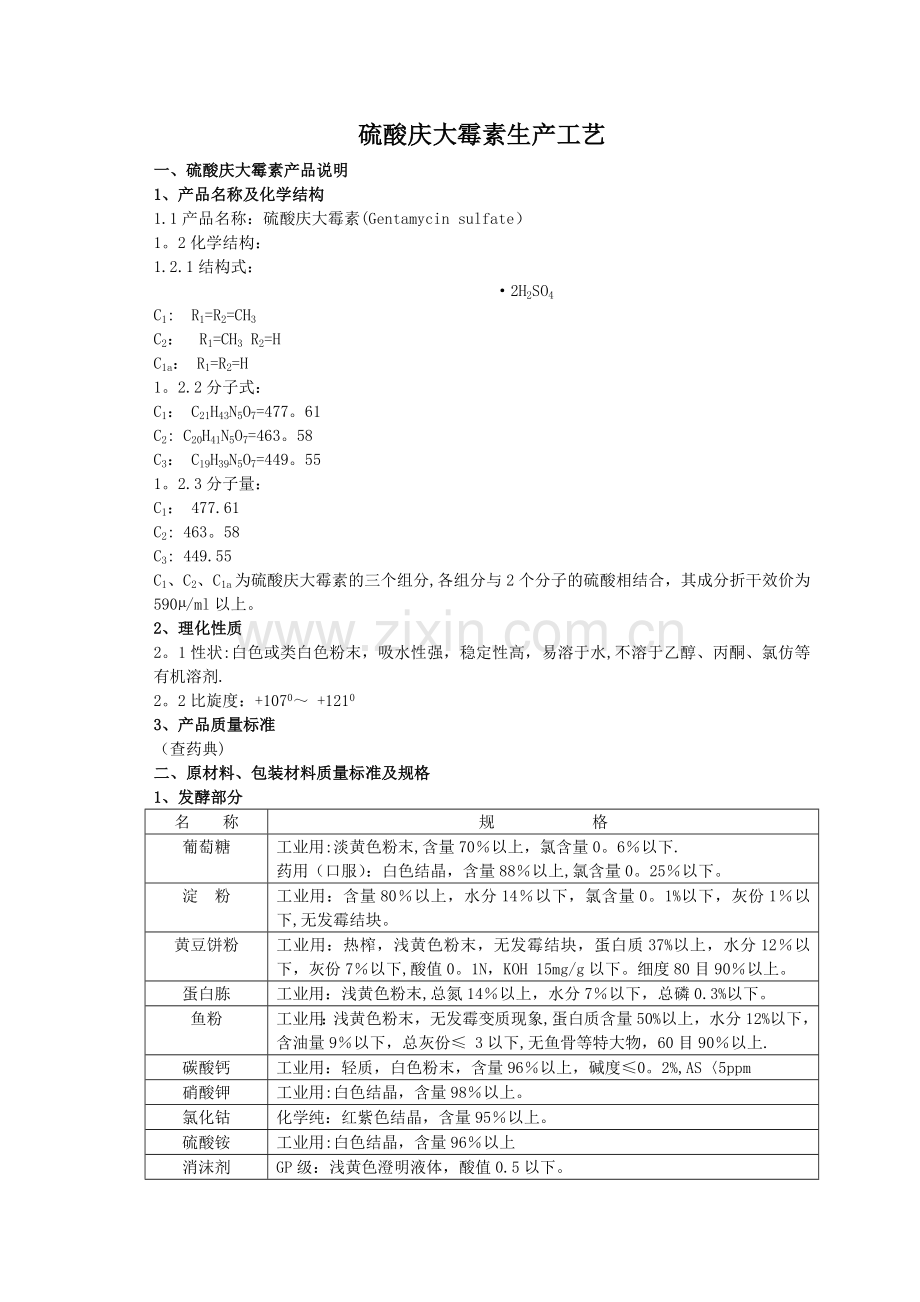 硫酸庆大霉素生产工艺流程图.doc_第1页