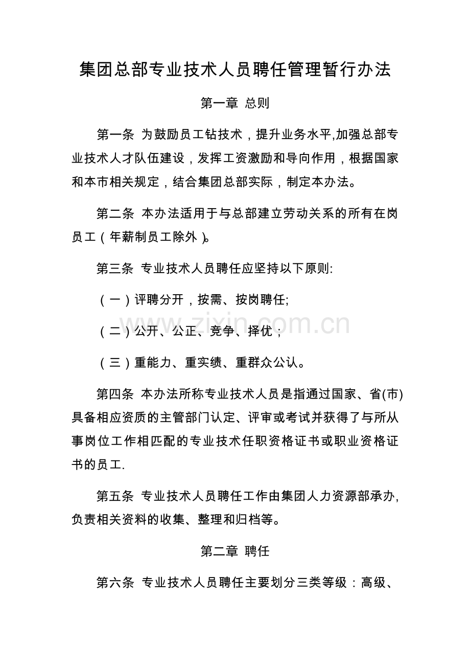 专业技术人员聘任管理暂行办法.docx_第1页