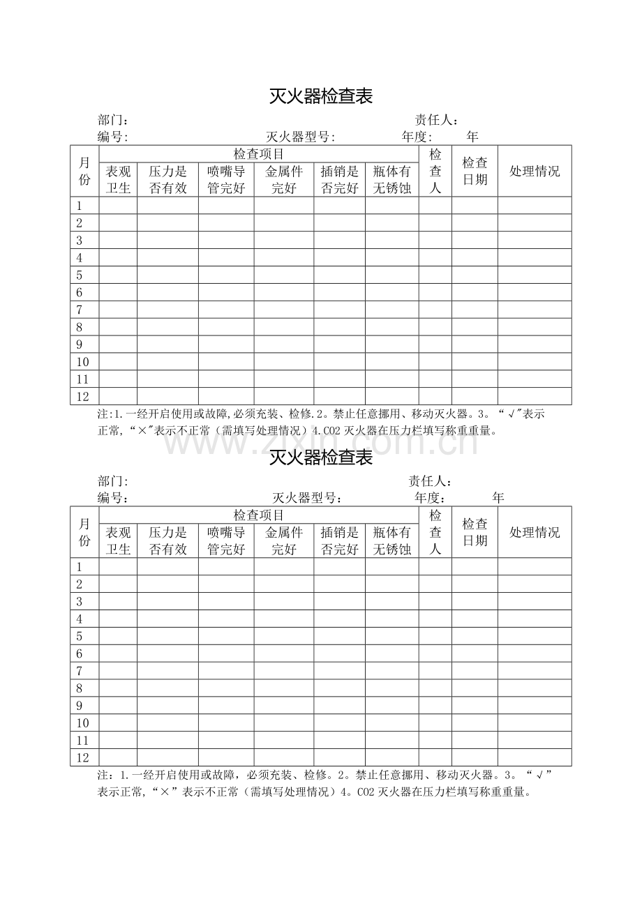 灭火器检查记录表模板.doc_第1页