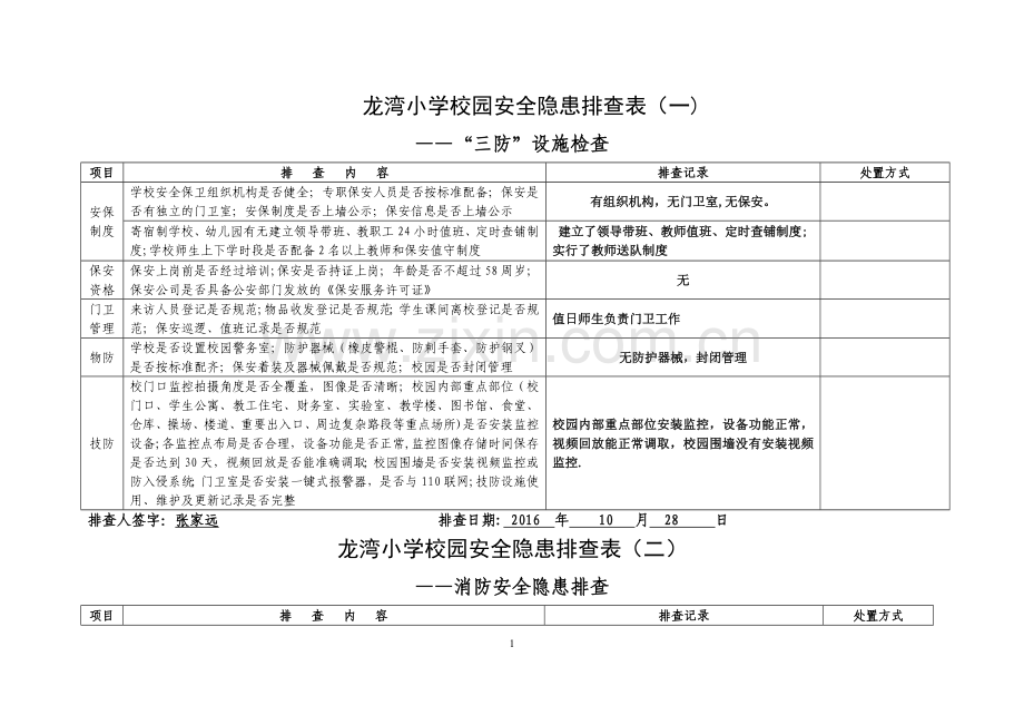 校园安全隐患排查表-(1).doc_第1页