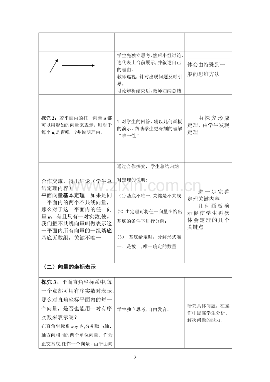 平面向量基本定理及坐标表示的教学设计.doc_第3页