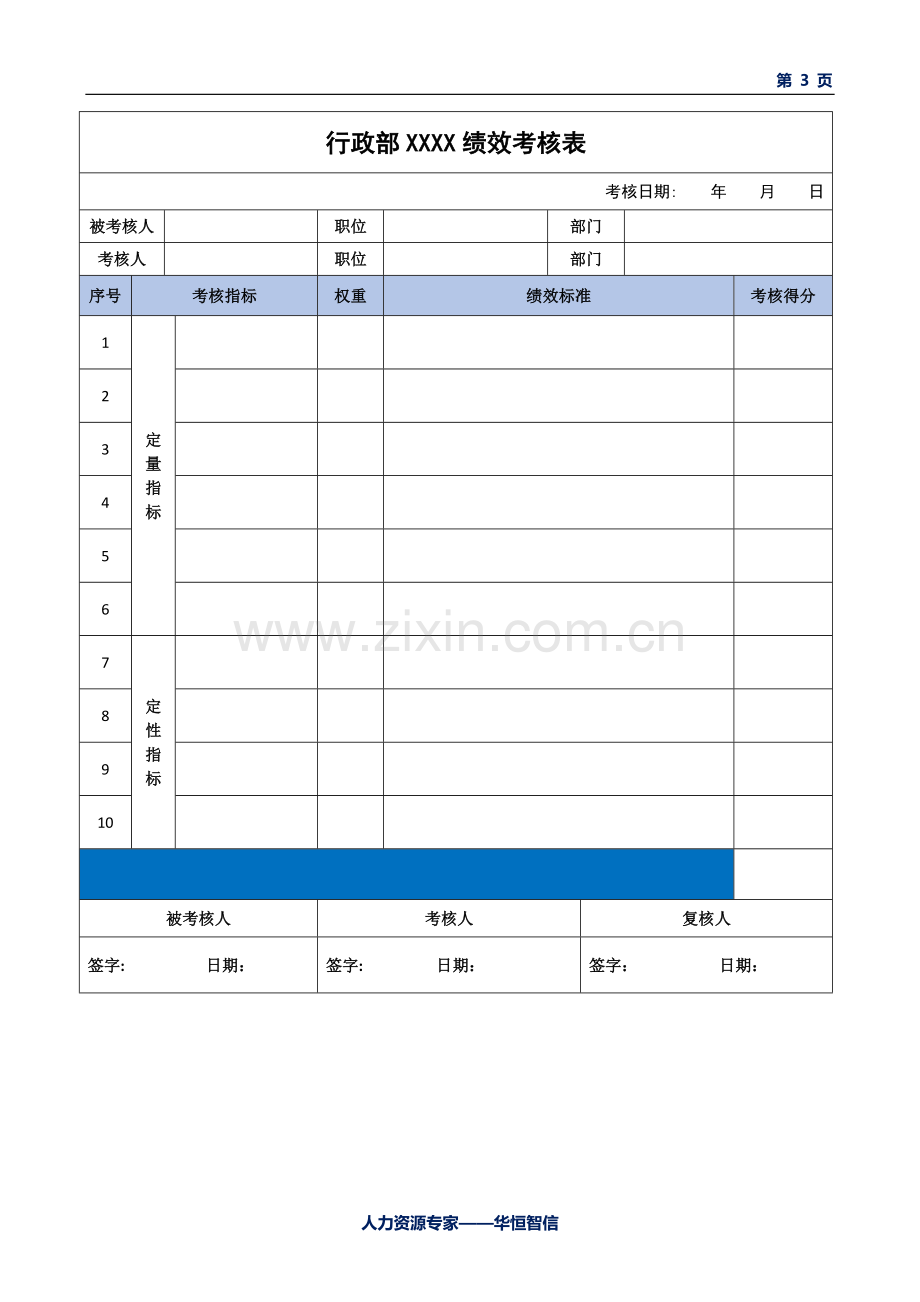 行政人员绩效考核指标与模板.doc_第3页