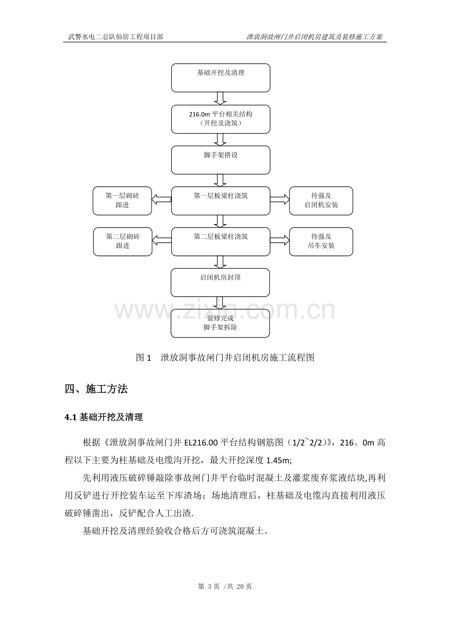 泄放洞故闸门井启闭机房建筑及装修施工方案.doc_第3页