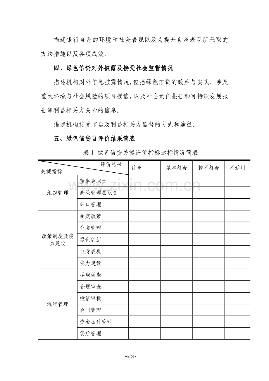 绿色信贷实施情况自评价报告模板.doc_第2页