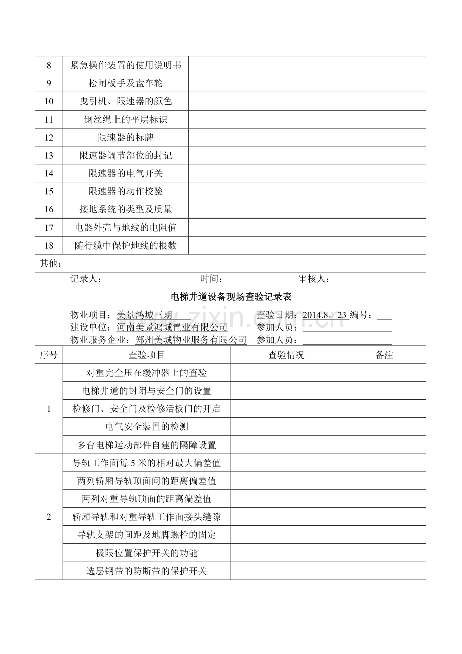 电梯工程承接查验记录表.doc_第3页