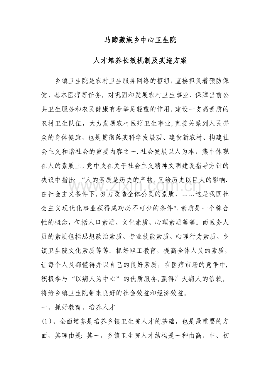 乡镇卫生院人才培养长效制.doc_第1页