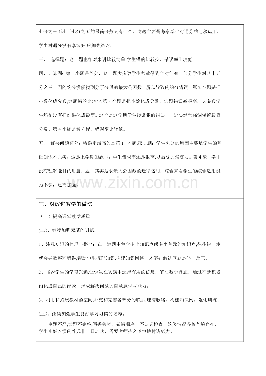 苏教版小学数学五年级下册期中考试试卷分析.doc_第2页