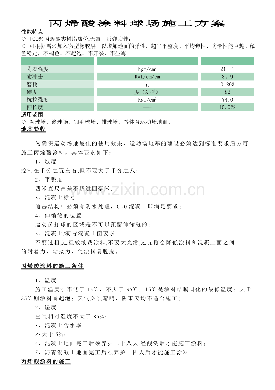 球场丙烯酸涂料施工方案(水性).doc_第1页