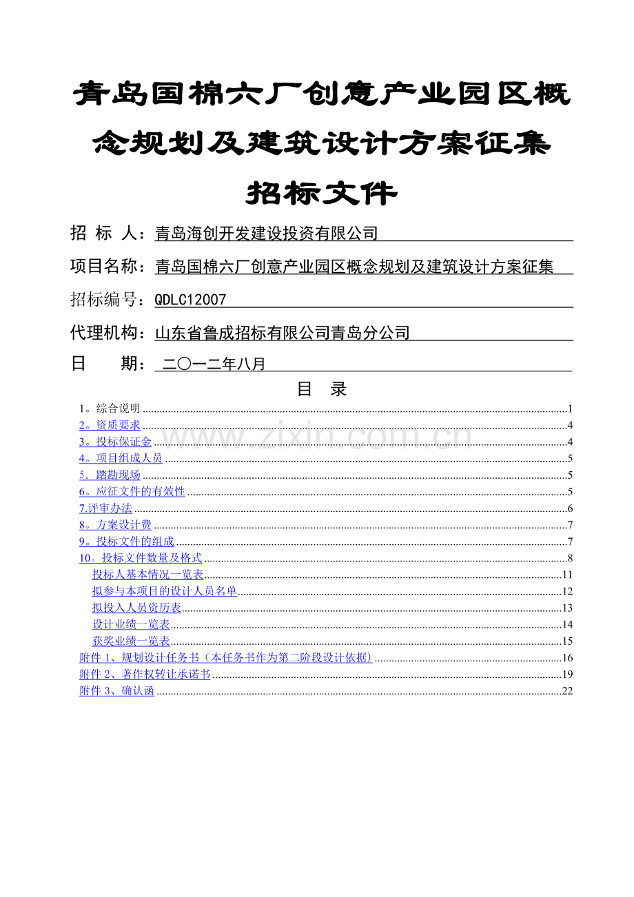 规划设计招标文件样本.doc_第1页