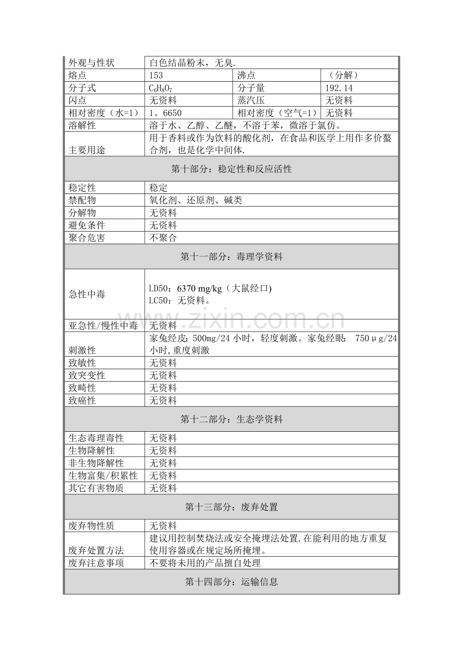 柠檬酸-化学品安全技术说明书(MSDS).doc_第3页