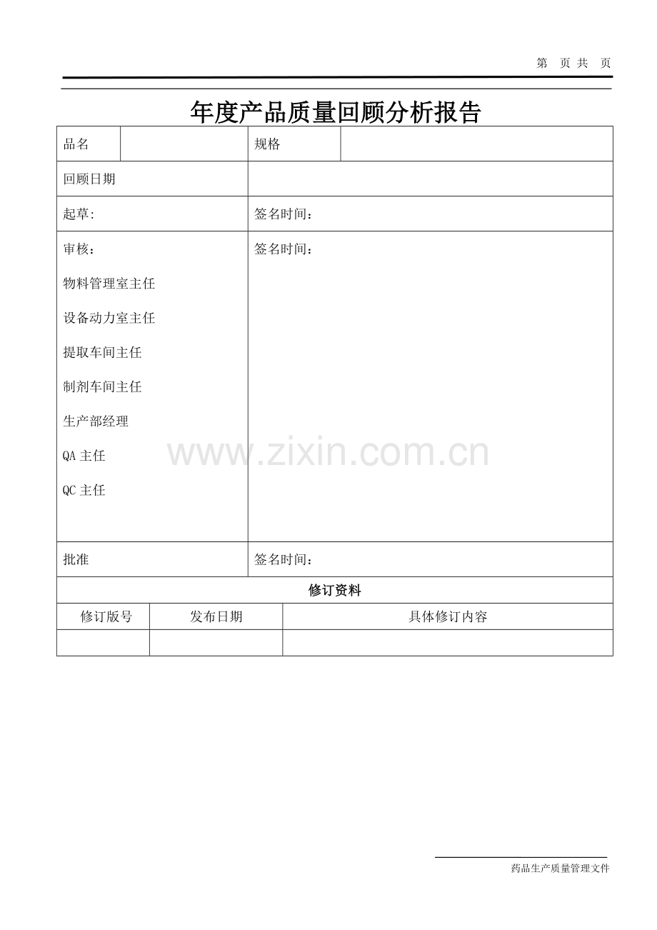 某制药厂年度产品质量回顾分析报告模板.doc_第1页