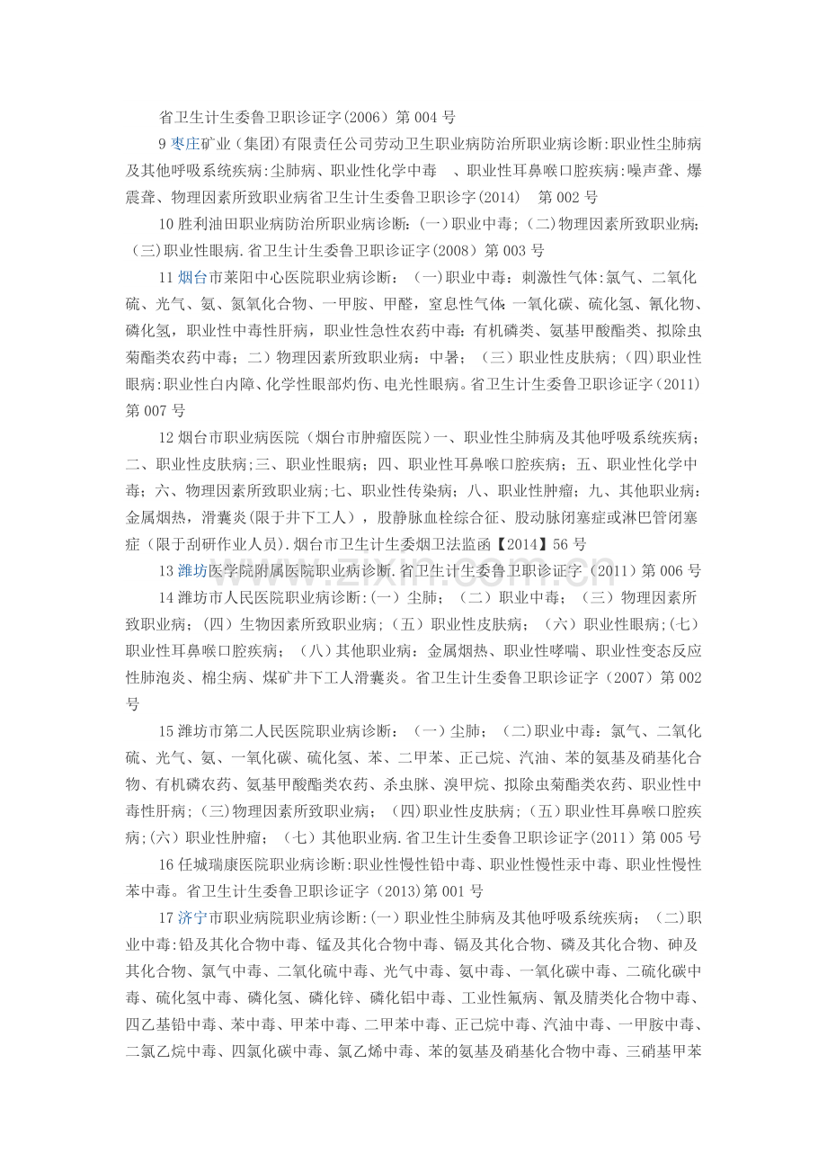 山东省职业病诊断机构一览表.doc_第2页