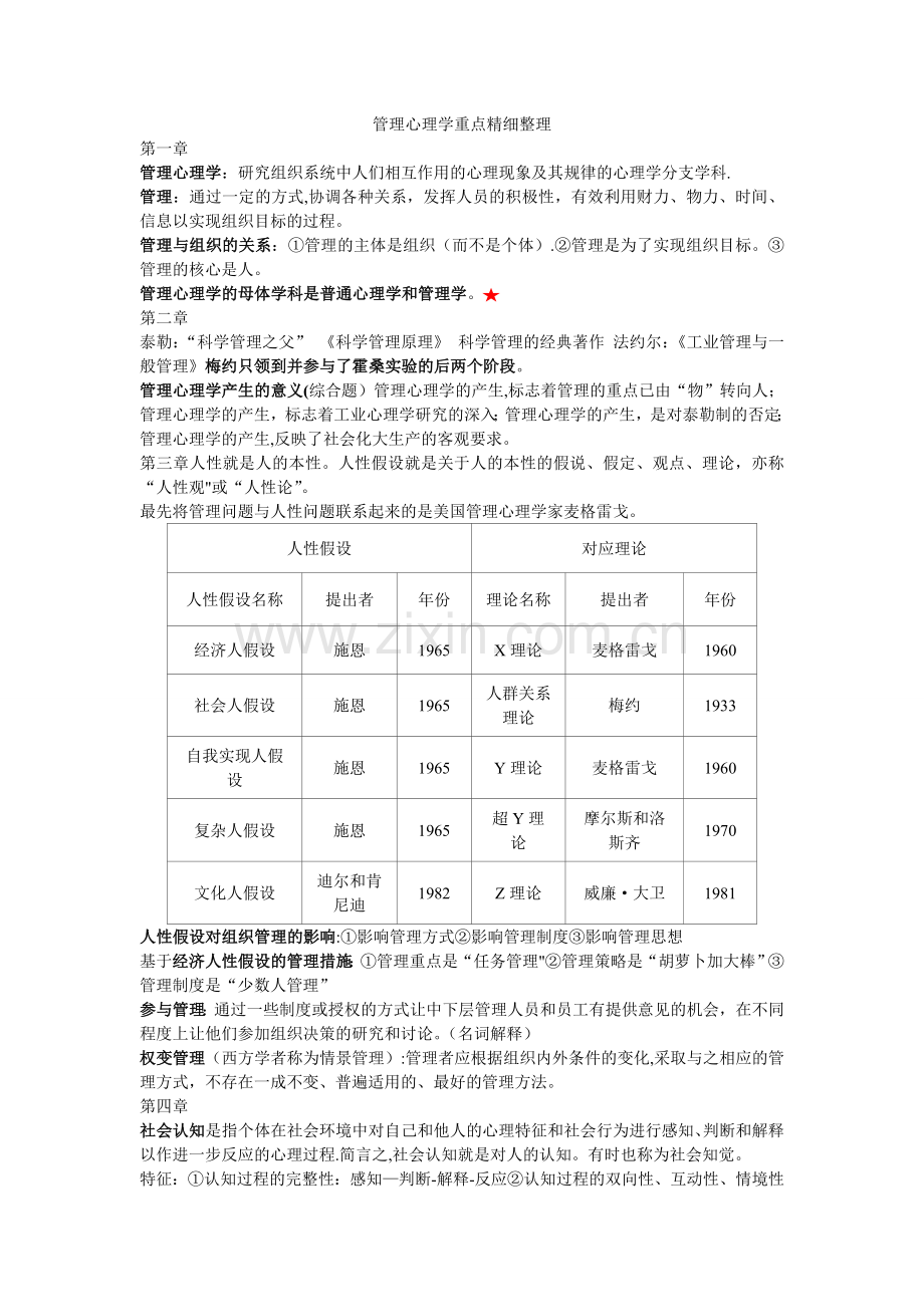 管理心理学重点精细整理.doc_第1页