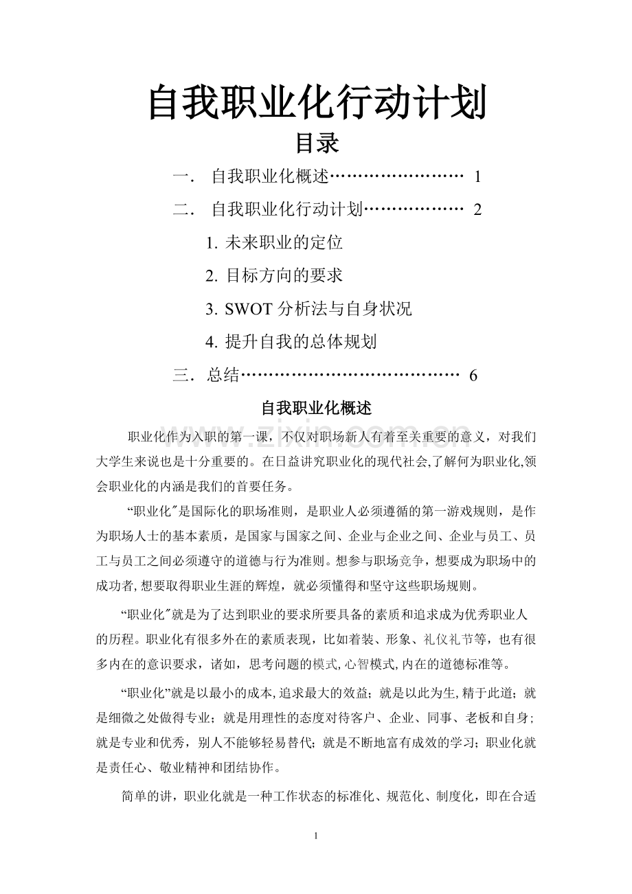 自我职业化行动计划.doc_第1页