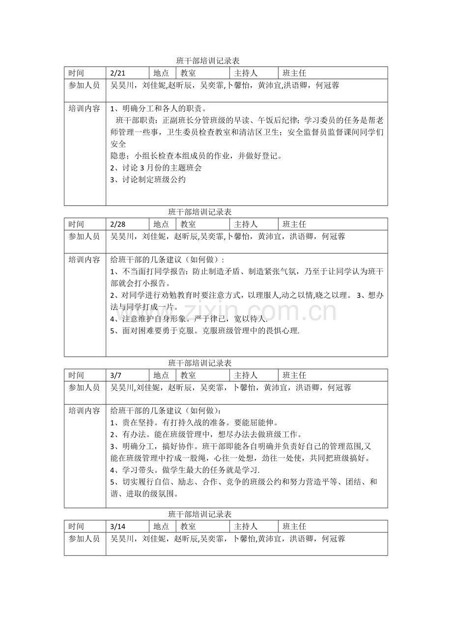 班干部培训记录表二5.doc_第1页