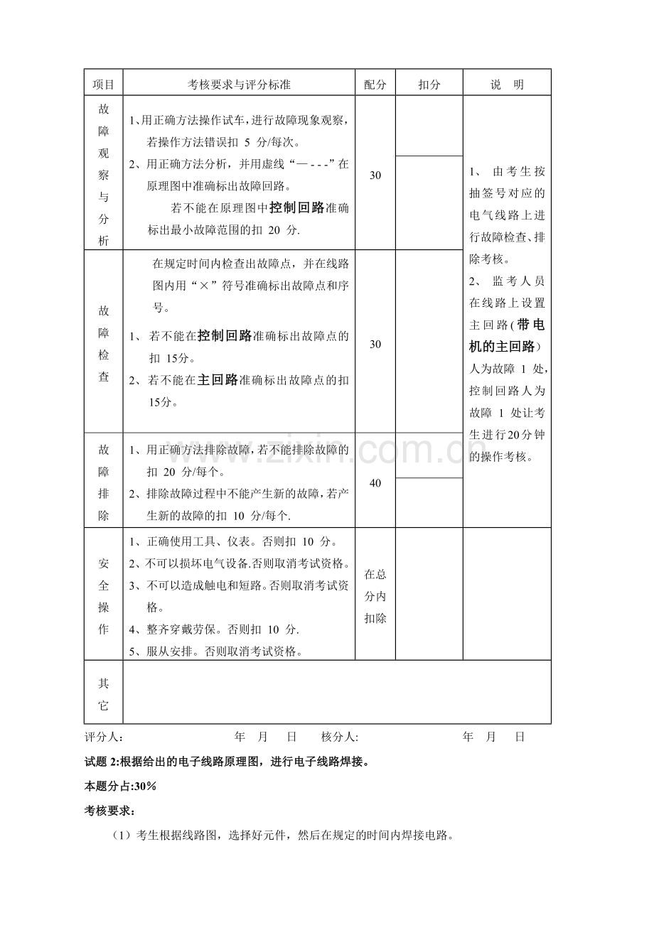 维修电工中级操作技能考试卷4(星三角起动).doc_第3页