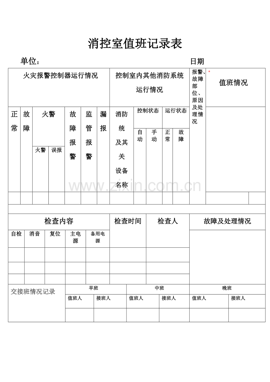 消控室值班记录表.doc_第1页