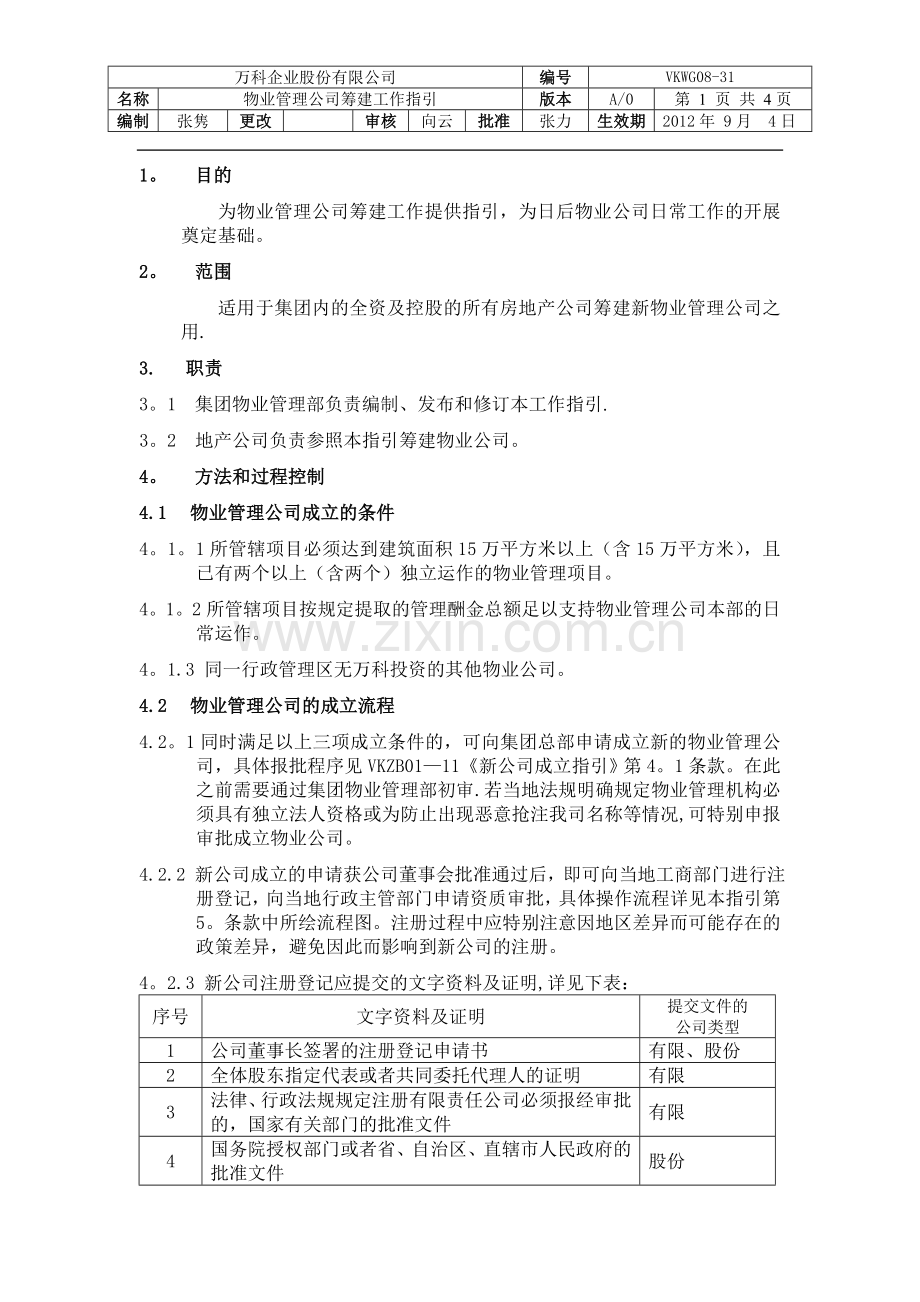 万科物业管理公司筹建工作指引.doc_第1页