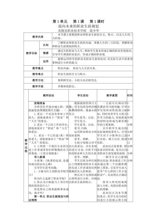 职业生涯规划全册教案.doc