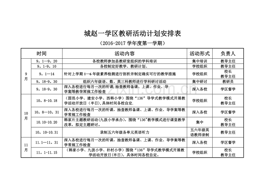 教研活动计划安排表1.doc_第1页