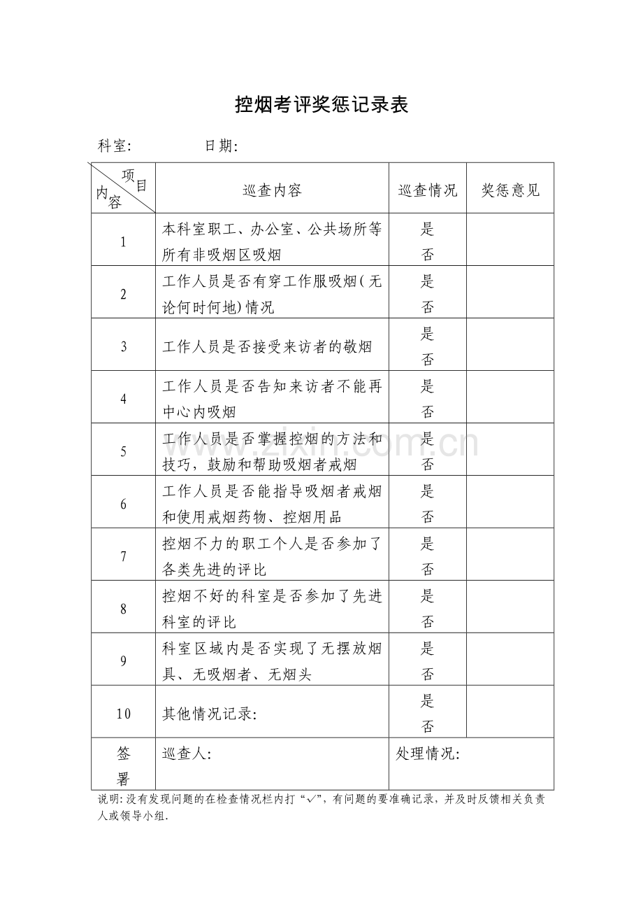 控烟考评奖惩记录表.doc_第1页