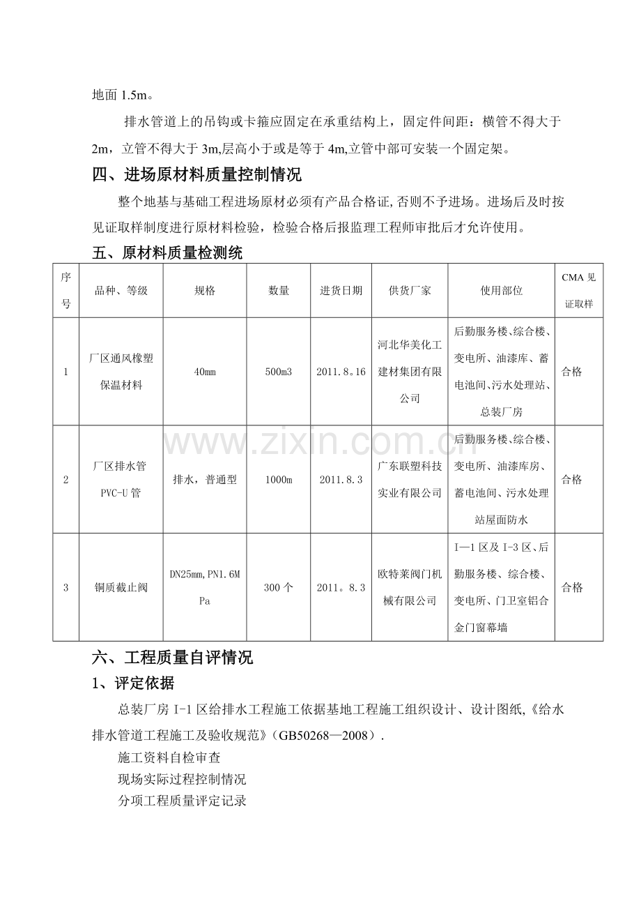 给排水工程分部验收工程质量自评报告.doc_第3页