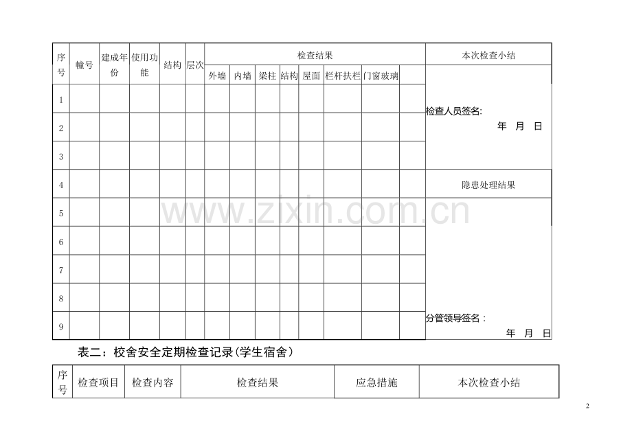 校舍安全定期检查记录表.doc_第2页