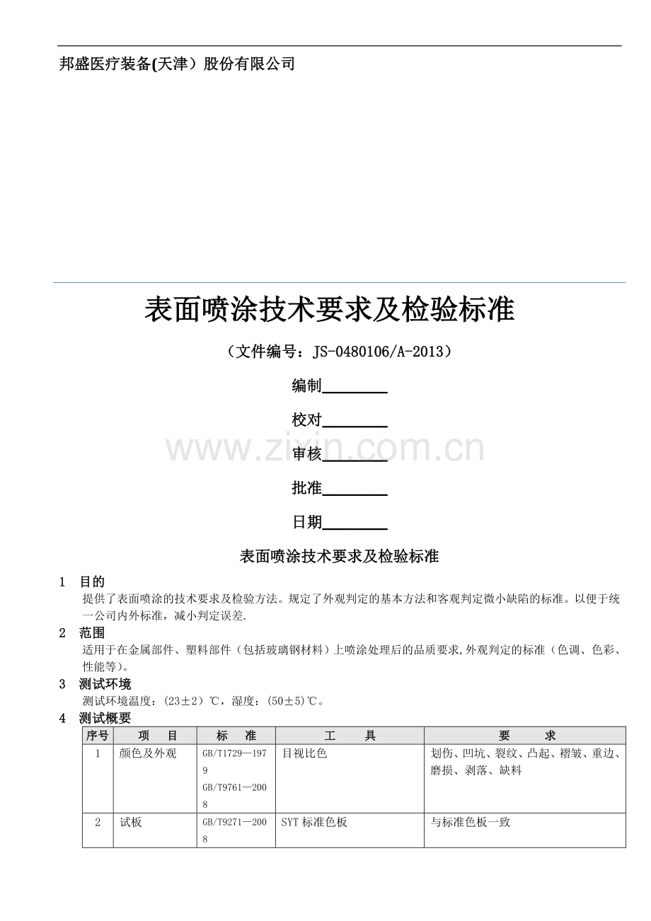 表面喷涂要求和检验标准.doc_第1页