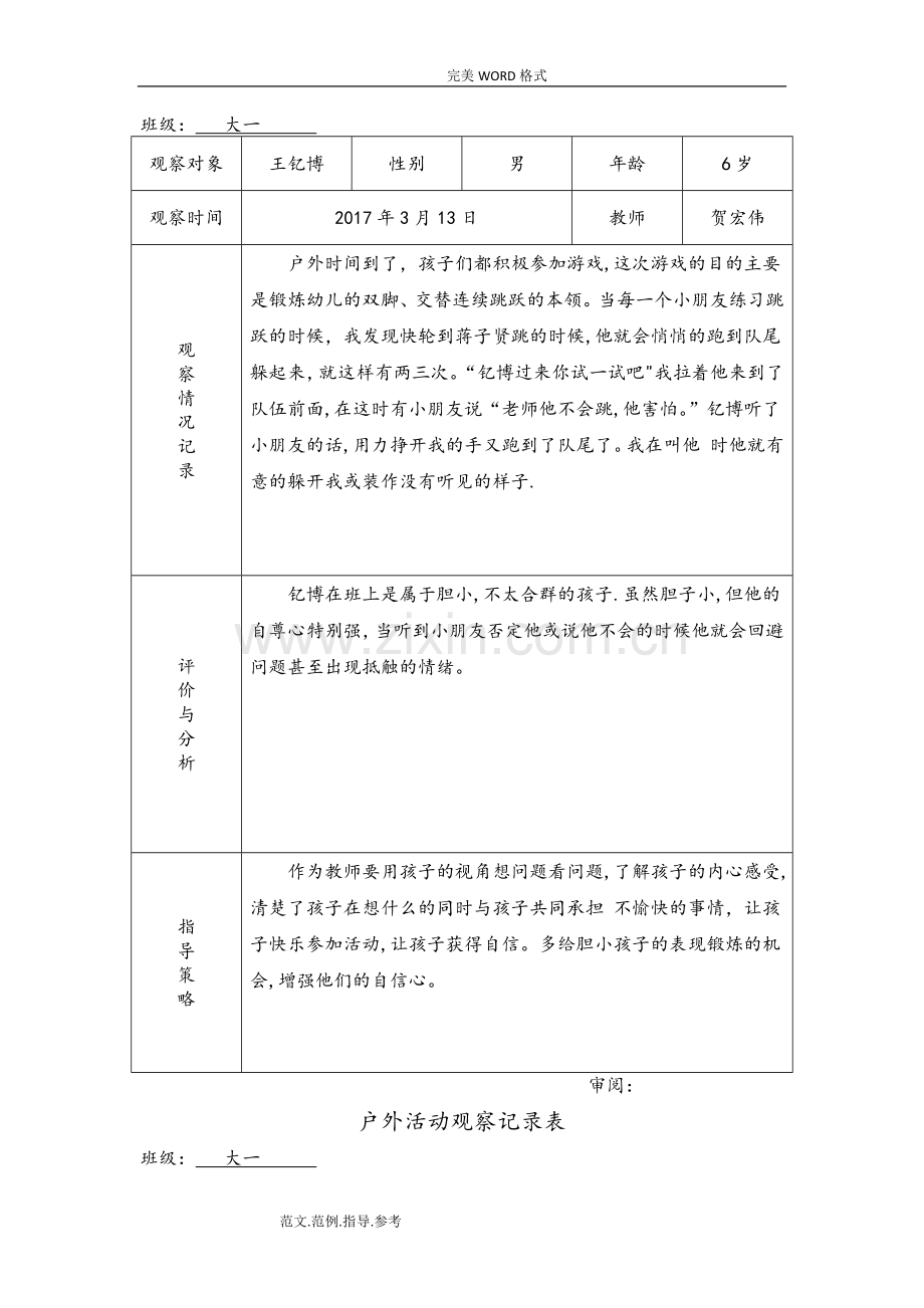 幼儿园户外活动观察记录文本表-户外活动观摩记录表.doc_第2页