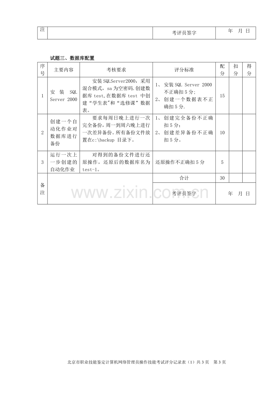 计算机网络管理员技师实操1卷评分记录表.doc_第3页