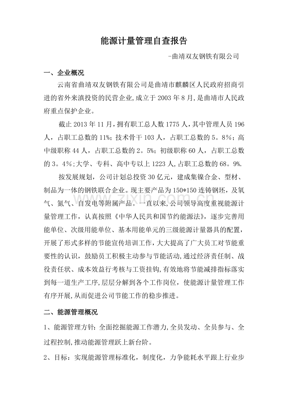 能源计量管理自查报告.doc_第1页