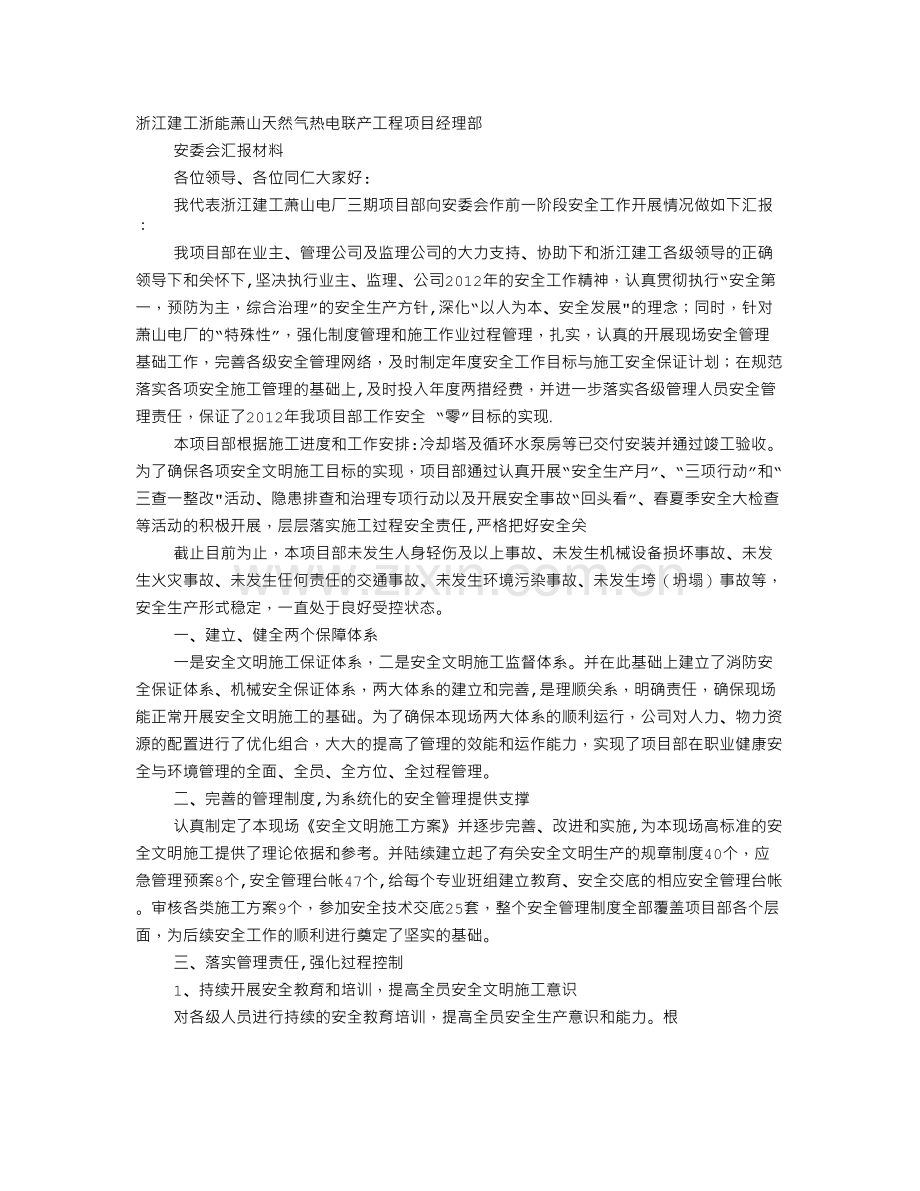 电厂安委会汇报材料.doc_第1页