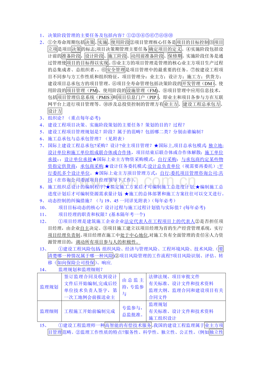 一级建造师项目管理背诵笔记.资料.doc_第1页