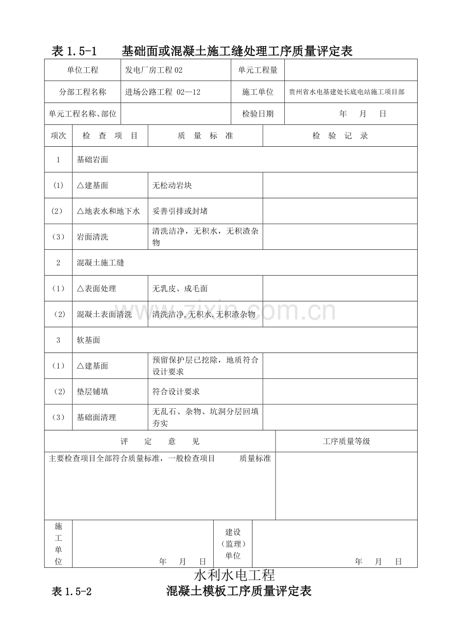 混凝土路面单元工程质量评定表.doc_第2页