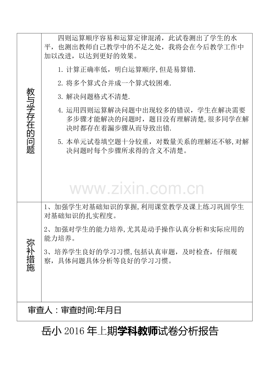 小学数学四年级下册各单元试卷分析报告.doc_第3页