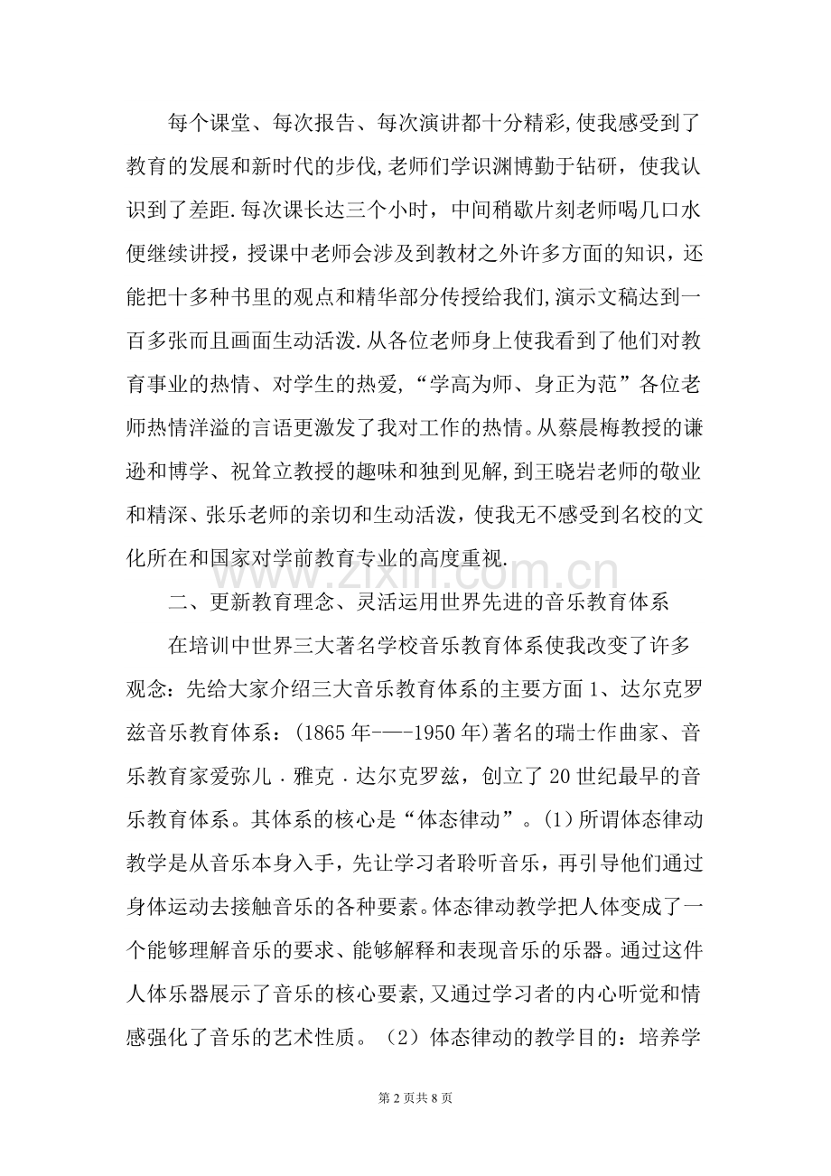 学前教育专业培训总结.doc_第2页