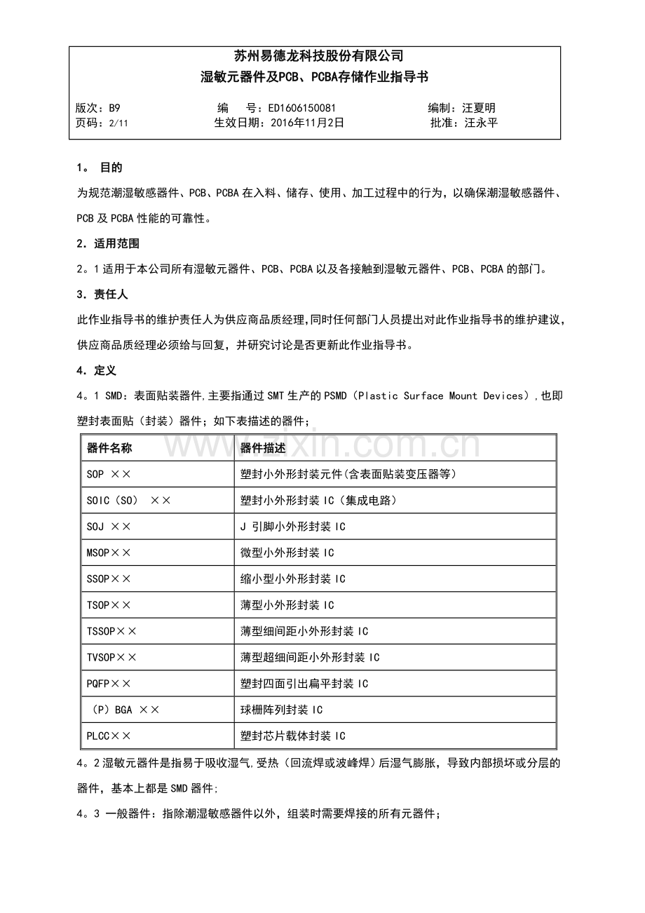 湿敏元器件及PCB、PCBA存储作业指导书.doc_第2页