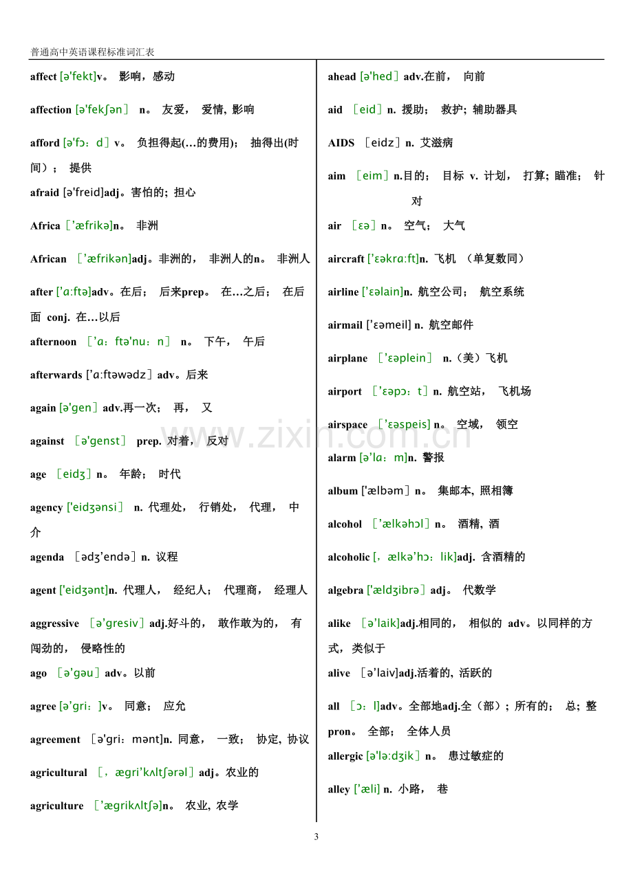 普通高中英语课程标准词汇表.doc_第3页