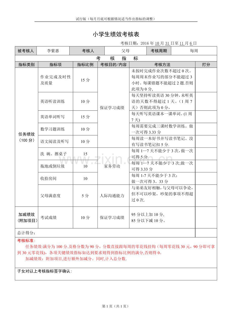 小学生绩效考核表(1).doc_第1页