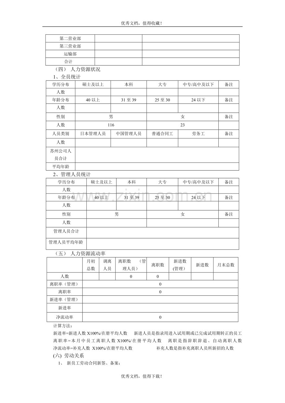 行政人事部月报范例.doc_第2页