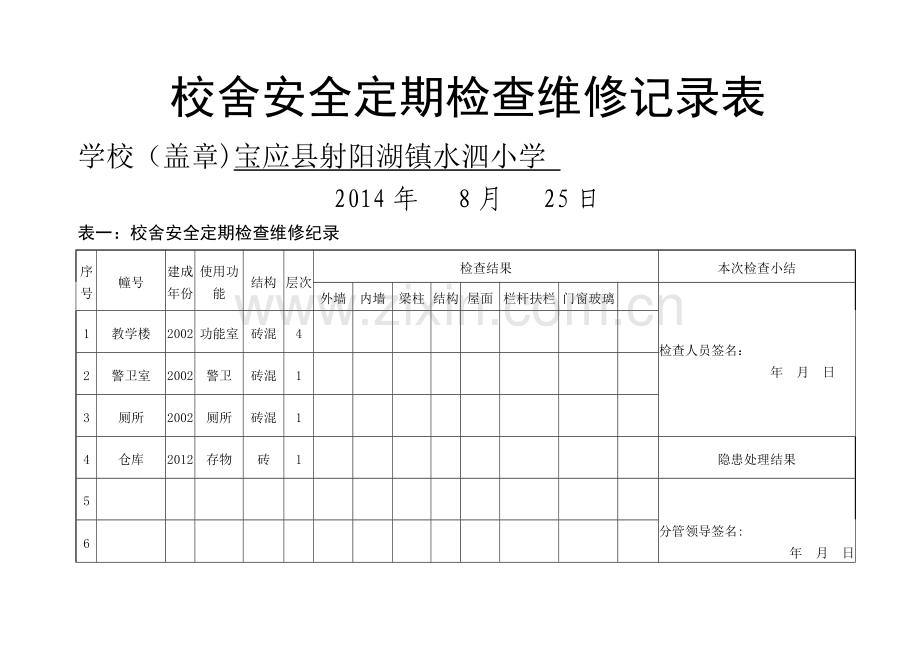 校舍安全检查维修记录.doc_第1页