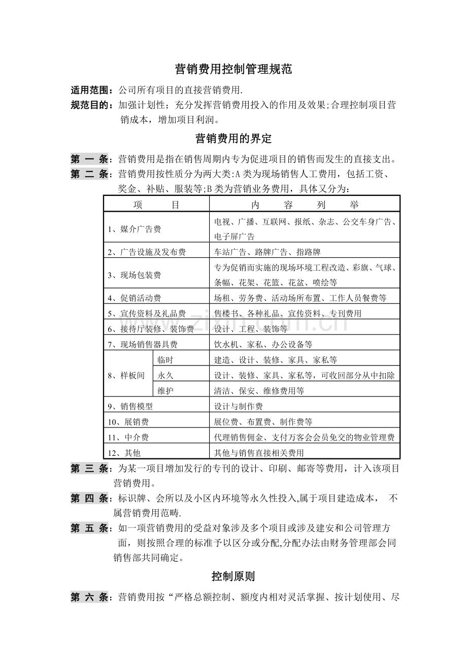 营销费用控制管理规范.doc_第1页