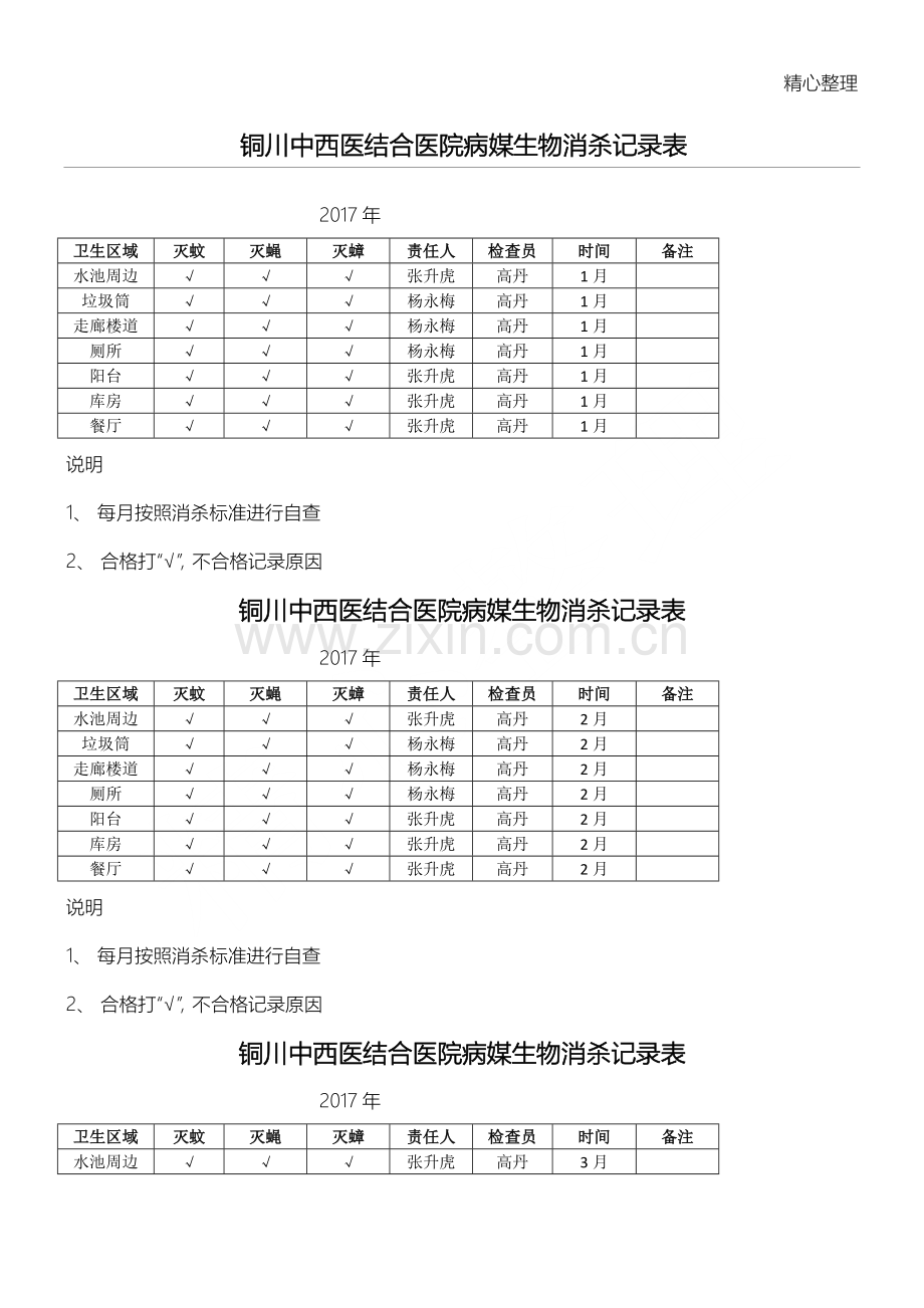 病媒生物消杀记录表格模板.doc_第1页